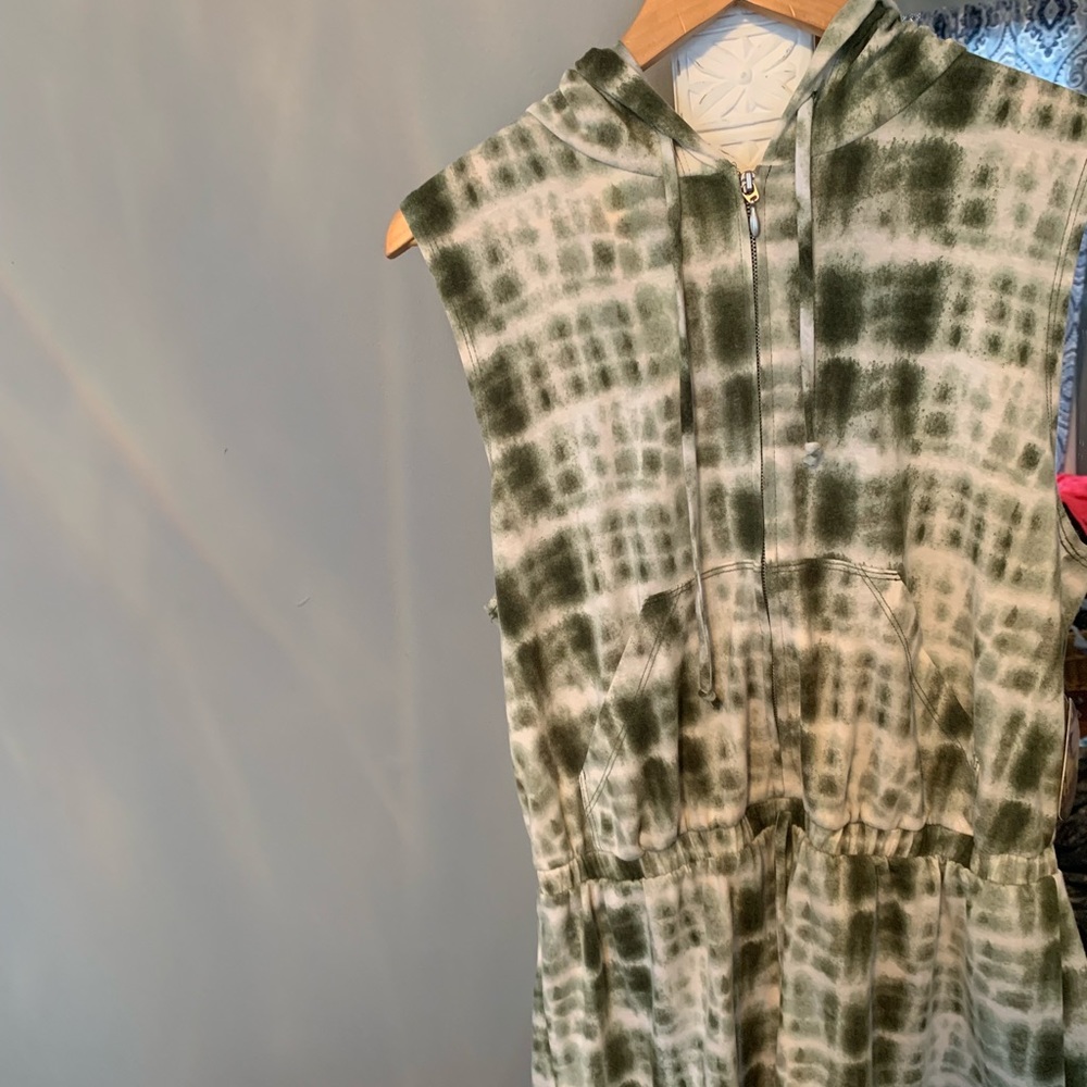 Green and white tie dye tank top romper.